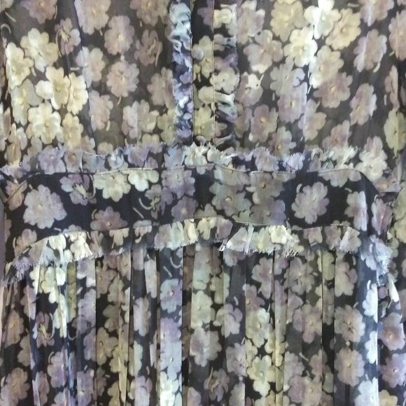 Diab'less Vintage Maxi Dress Floral Print Long Dress Green/Black Size 1 - Picture 9 of 12